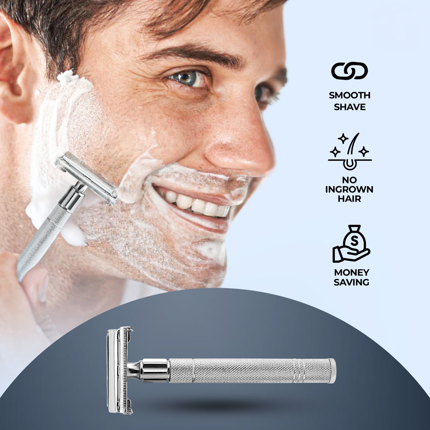 Butterfly Safety Razor for Men and Women Non-Slip Metallic DE Razor