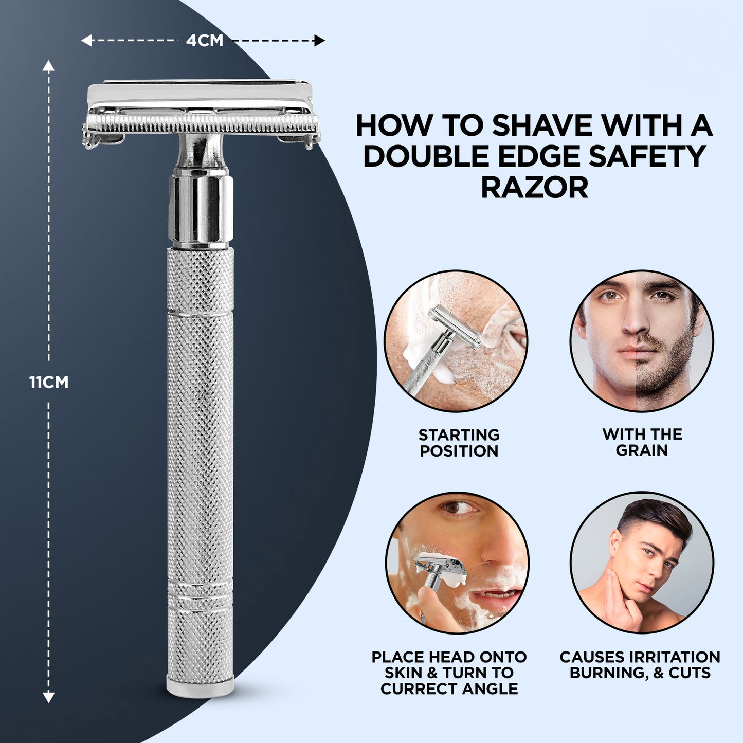 Butterfly Safety Razor for Men and Women Non-Slip Metallic DE Razor