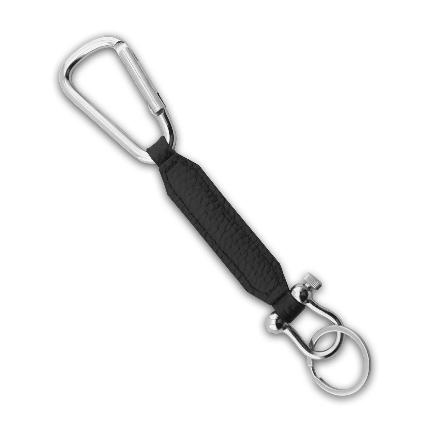 Keychain Leather Louvre in Plain Camel, Black Textured Black