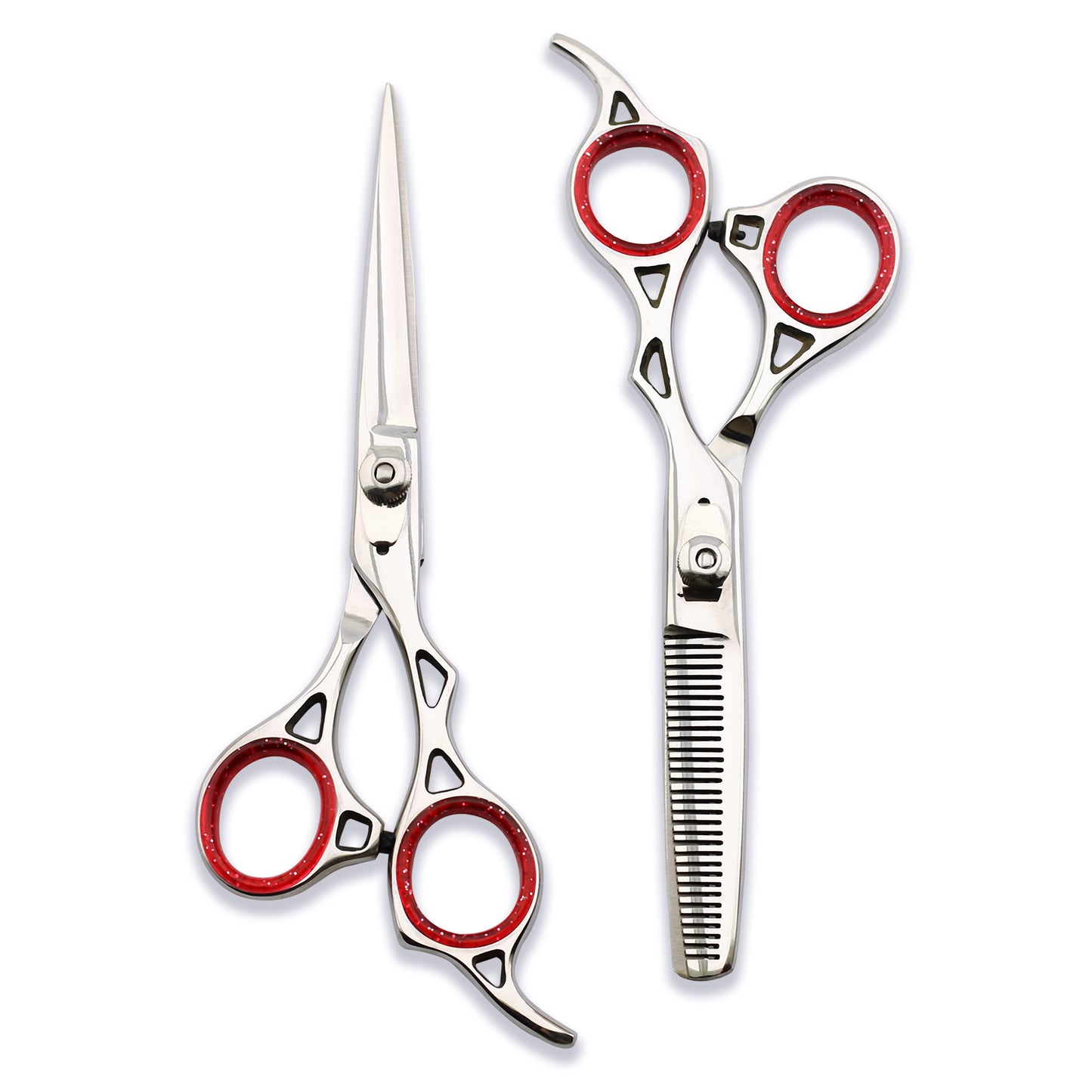 Silver 6.5” Offset Hairdressing Scissors Set with Adjustable Screws