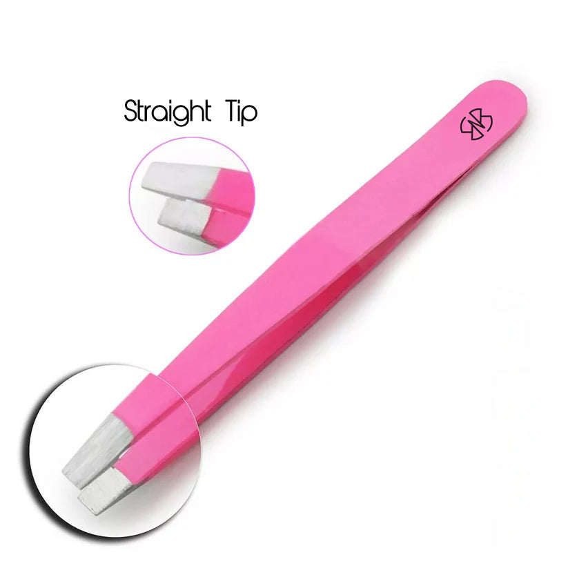 Pink 6-Piece Tweezers Set for Eyebrow and Facial Grooming