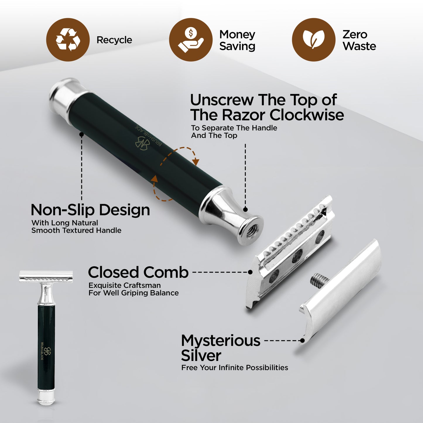 Round Pencil Double Edge Safety Razor in 10 Colors