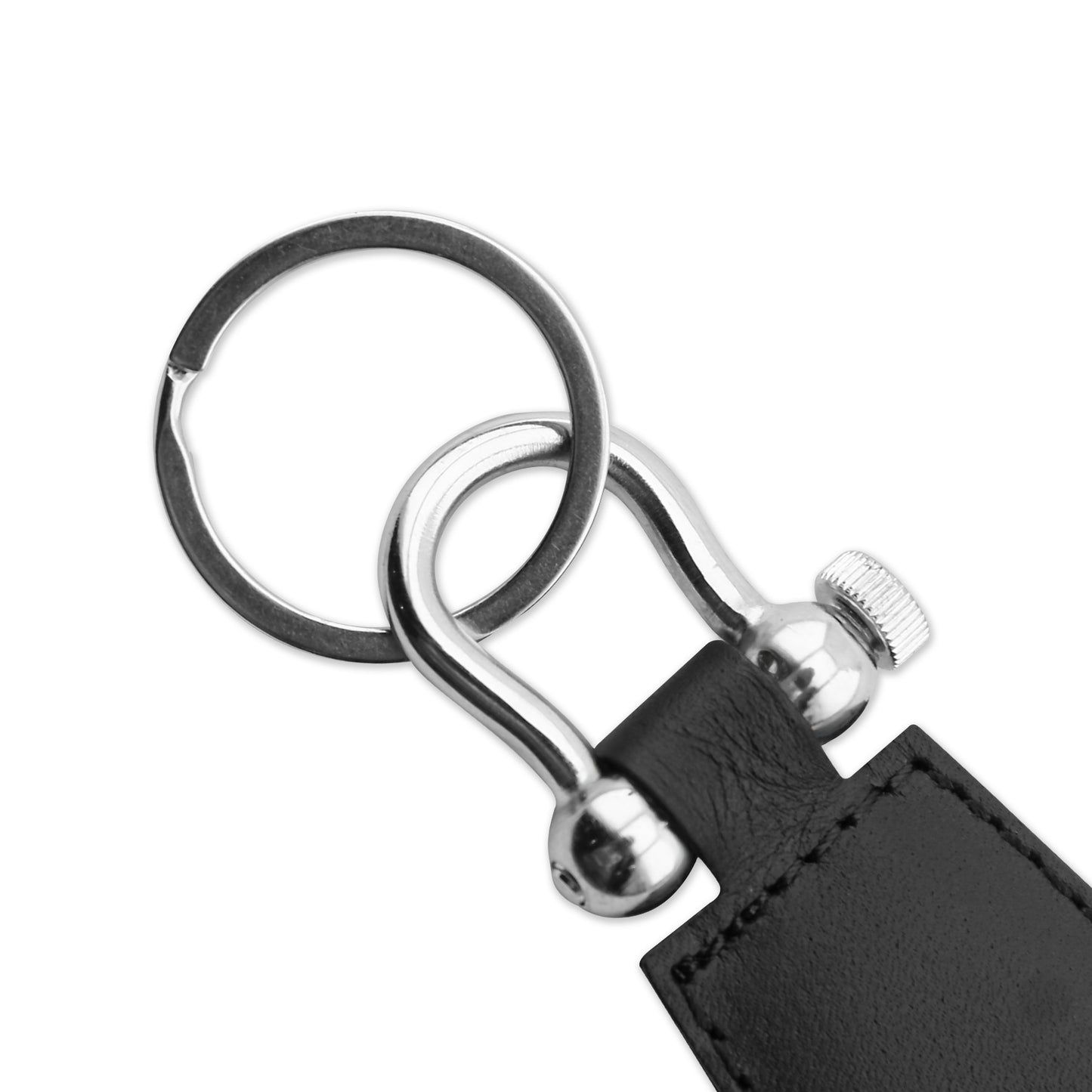 Keychain Leather Windsor in Plain Camel Black Textured Black