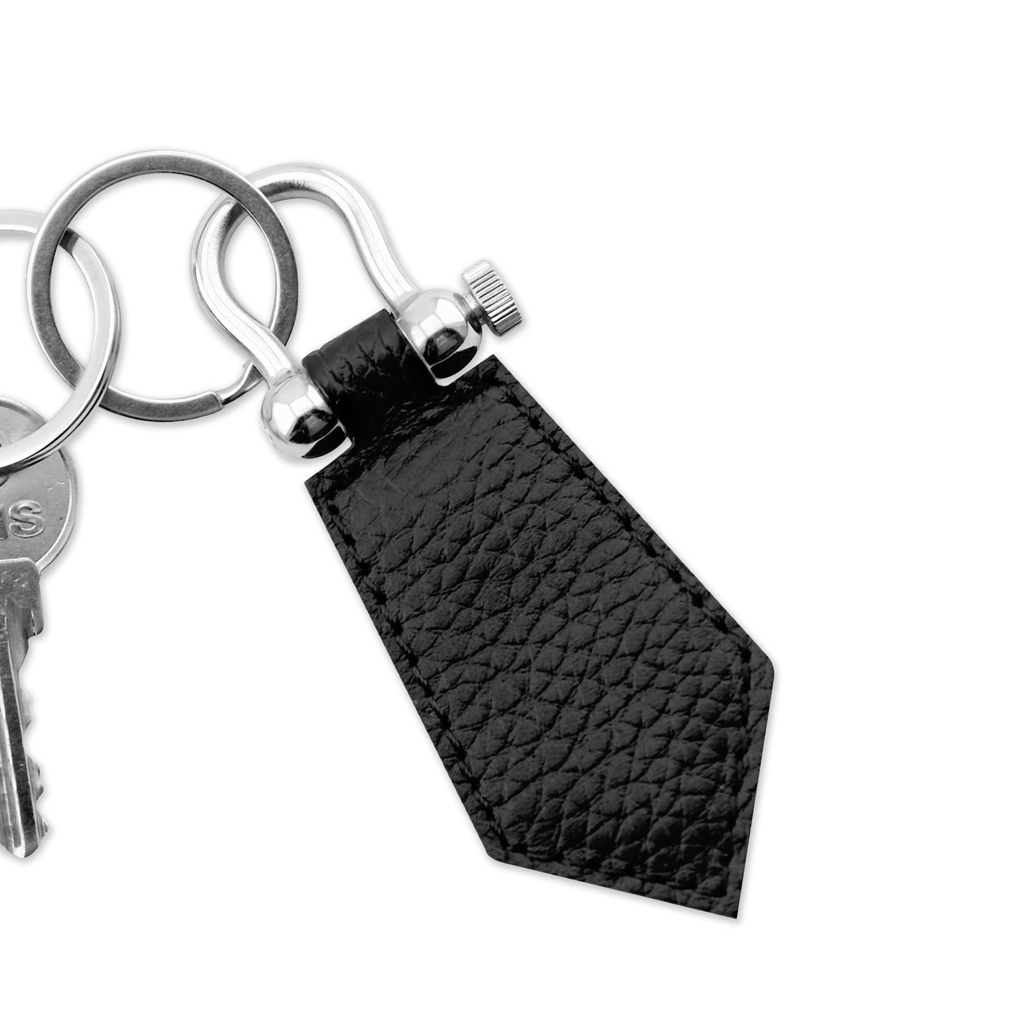 Keychain Leather Windsor in Plain Camel Black Textured Black