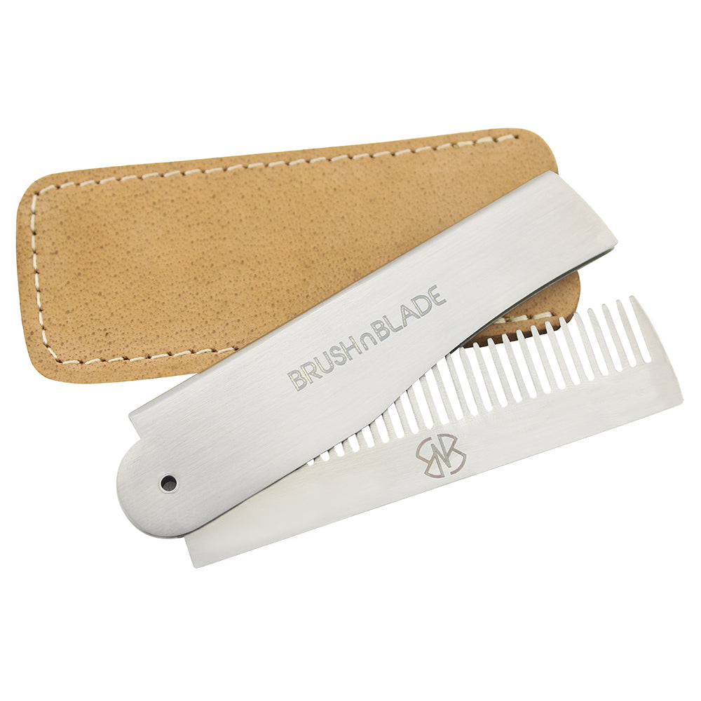 Stainless Steel Folding Pocket Beard Comb for Men