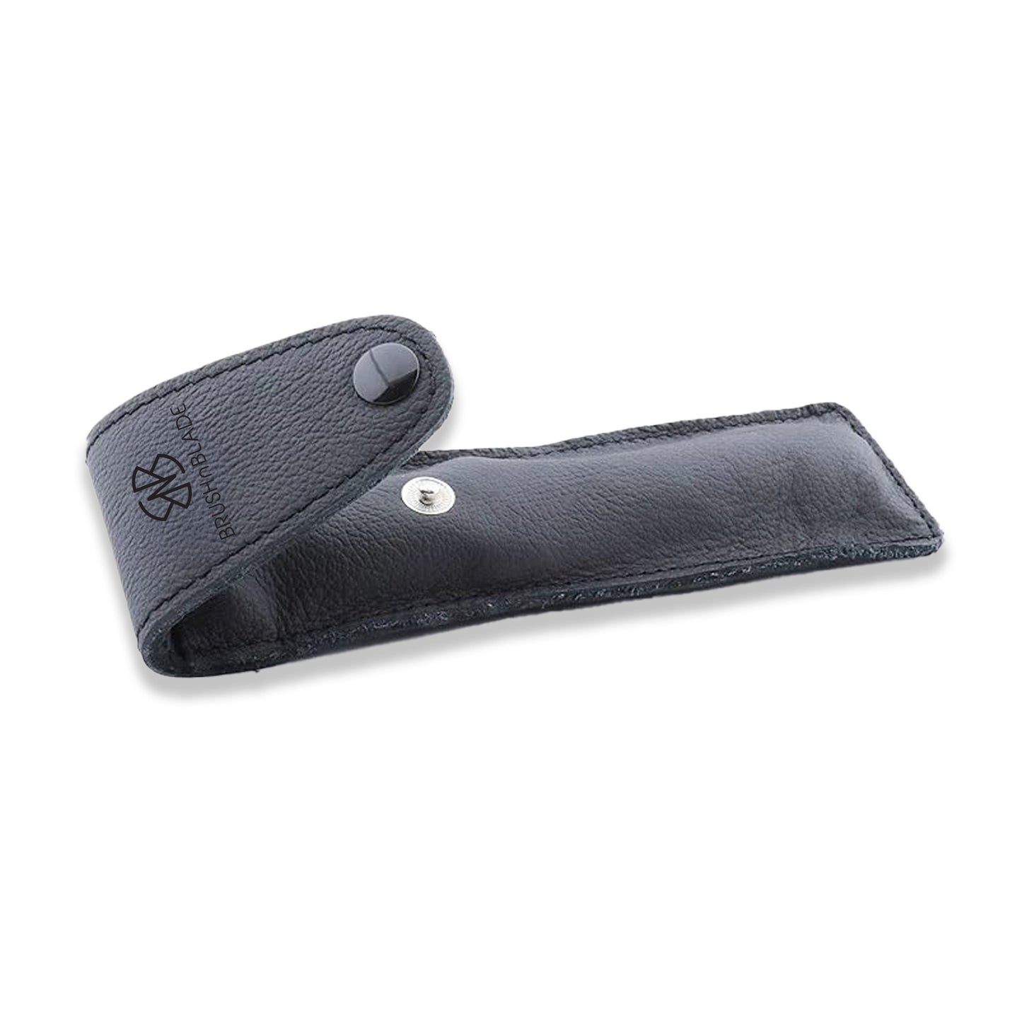 Protective black leather case for straight razors