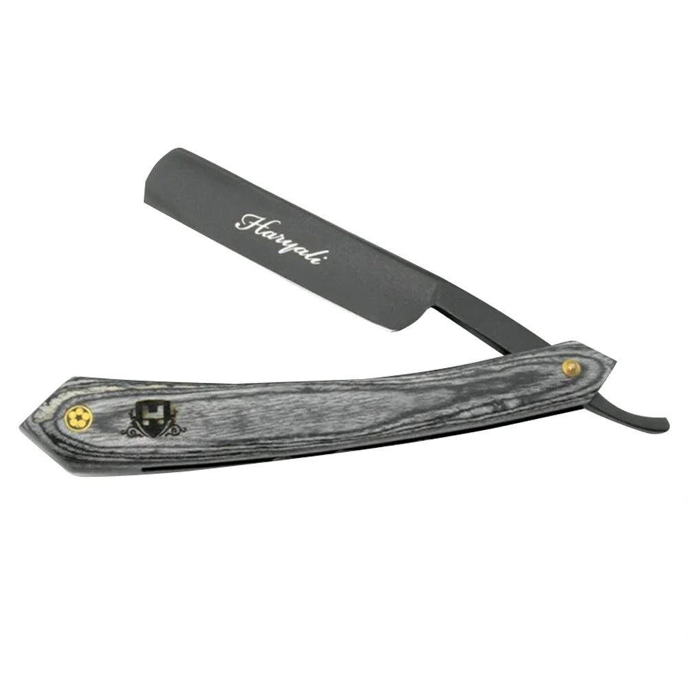 Wooden Gray Black Straight Edge Razor
