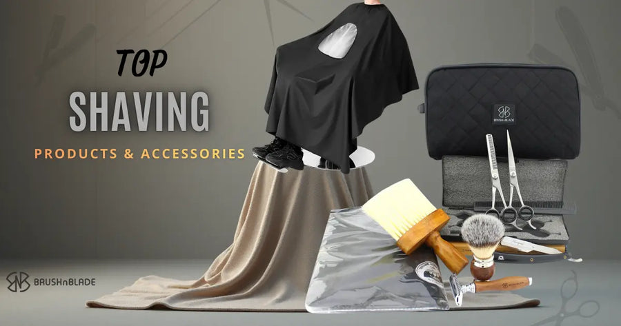 complete men’s barber kit essentials including safety razor shaving brush and alum block