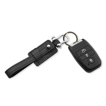 Black Textured Edison Keychain in 100% Pure Leather