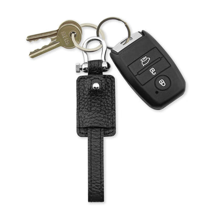 Black Textured Edison Keychain in 100% Pure Leather