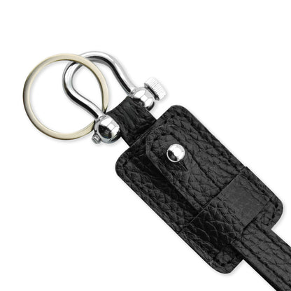 Black Textured Edison Keychain in 100% Pure Leather