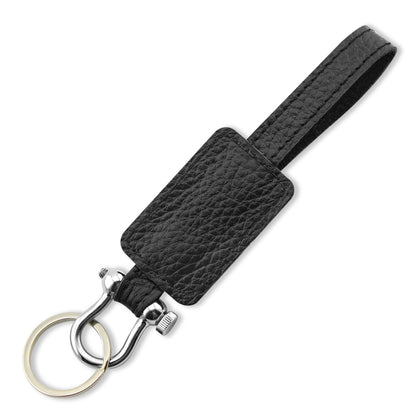 Black Textured Edison Keychain in 100% Pure Leather