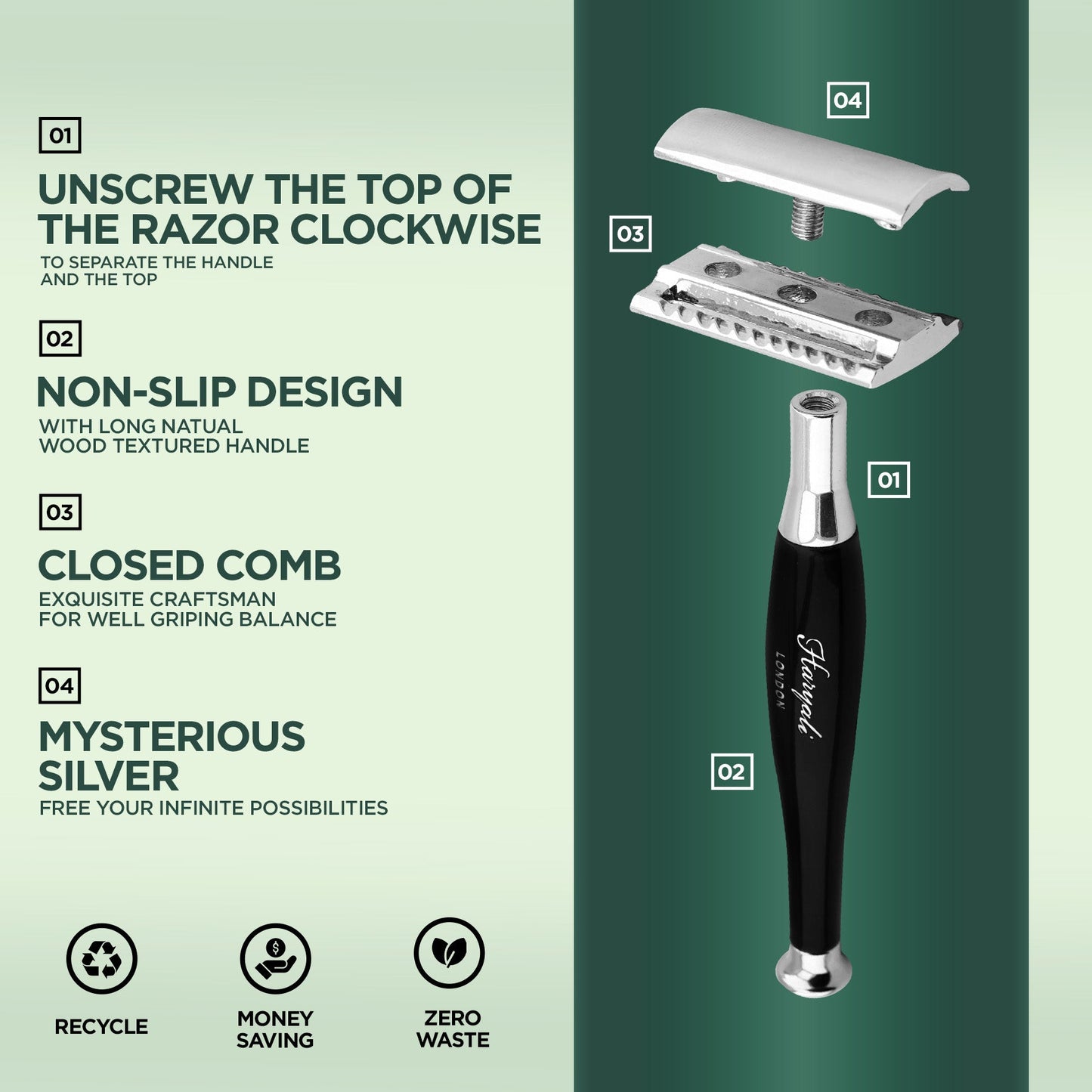 Haryali's Tandoori Safety Razor - Black - HARYALI LONDON