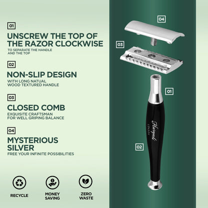 Haryali's Tandoori Safety Razor - Black - HARYALI LONDON