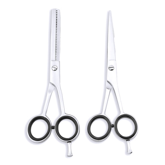 Silver 6.5” Hairdressing Scissors Set with Fixed Screws
