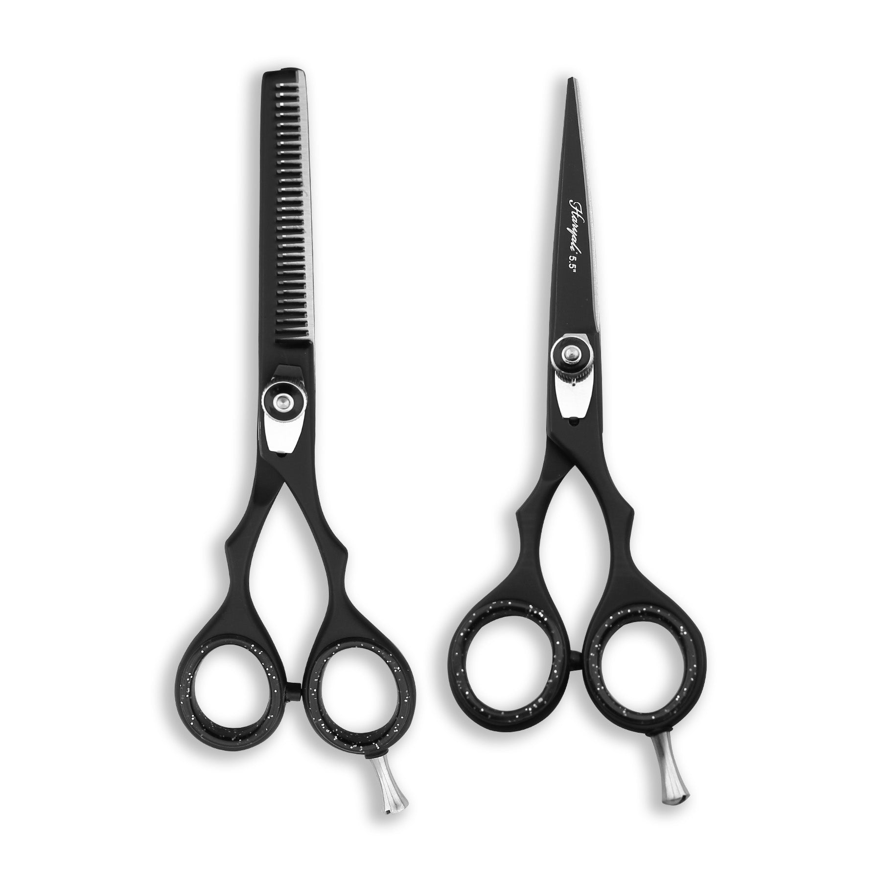 Black 5.5” Hairdressing Scissors Set with Adjustable Screws-bnb