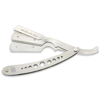 Silver Pierced Stainless Steel Cut Throat Razor