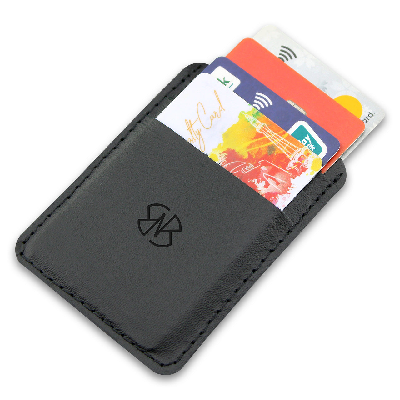 Card Holder Leather in Plain Black and Textured Black