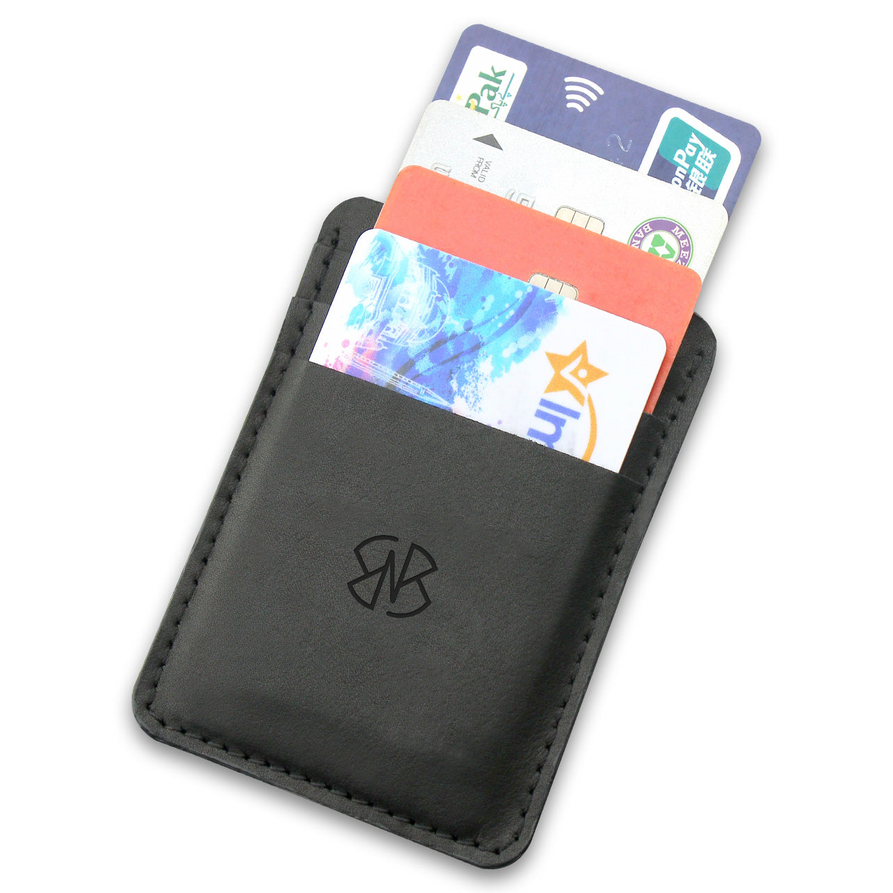 Card Holder Leather in Plain Black and Textured Black