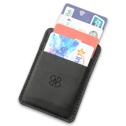 Card Holder Leather in Plain Black and Textured Black
