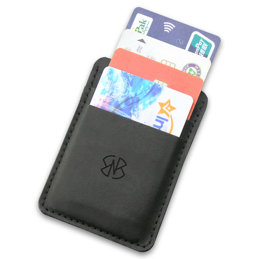 Card Holder Leather in Plain Black and Textured Black