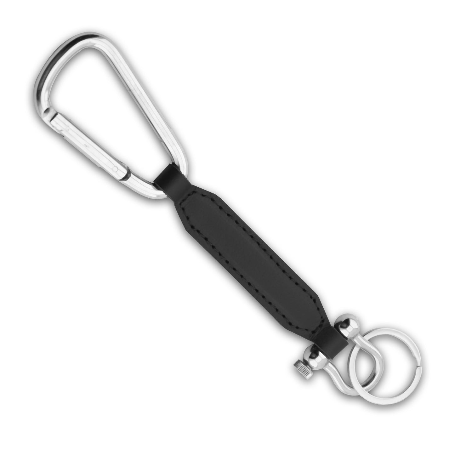 Keychain Leather Louvre in Plain Camel, Black Textured Black