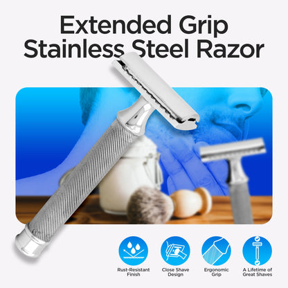 Double Edge Razor Stainless Steel Lines - HARYALI LONDON