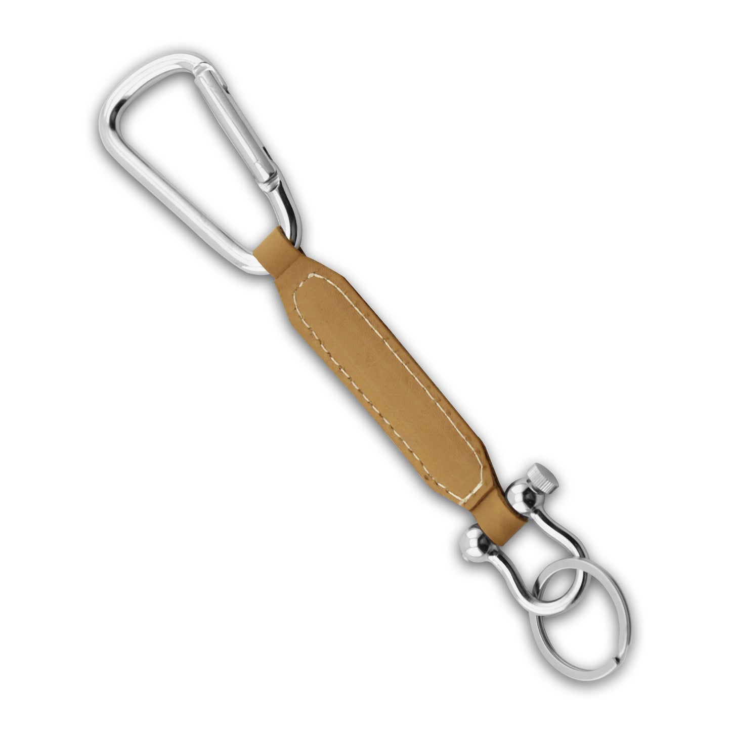 Keychain Leather Louvre in Plain Camel, Black Textured Black