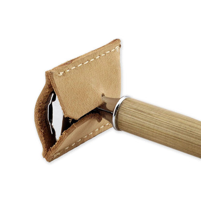 Durable leather razor holder designed for double edge safety razors

