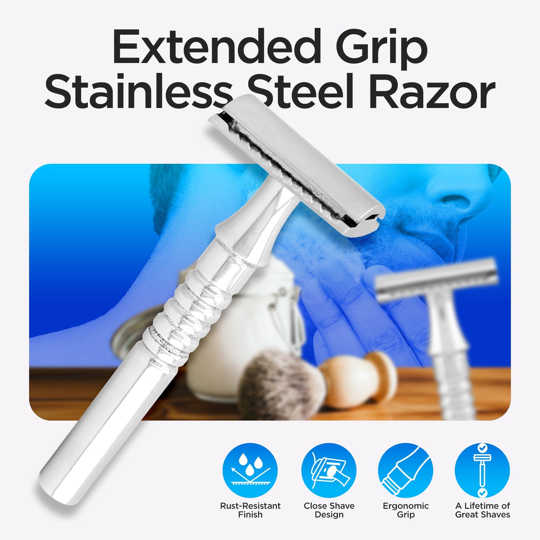 Haryali's Classy Safety Razor - Steel Handle - HARYALI LONDON