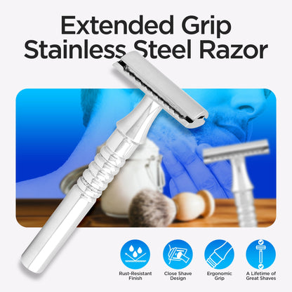 Haryali's Classy Safety Razor - Steel Handle - HARYALI LONDON