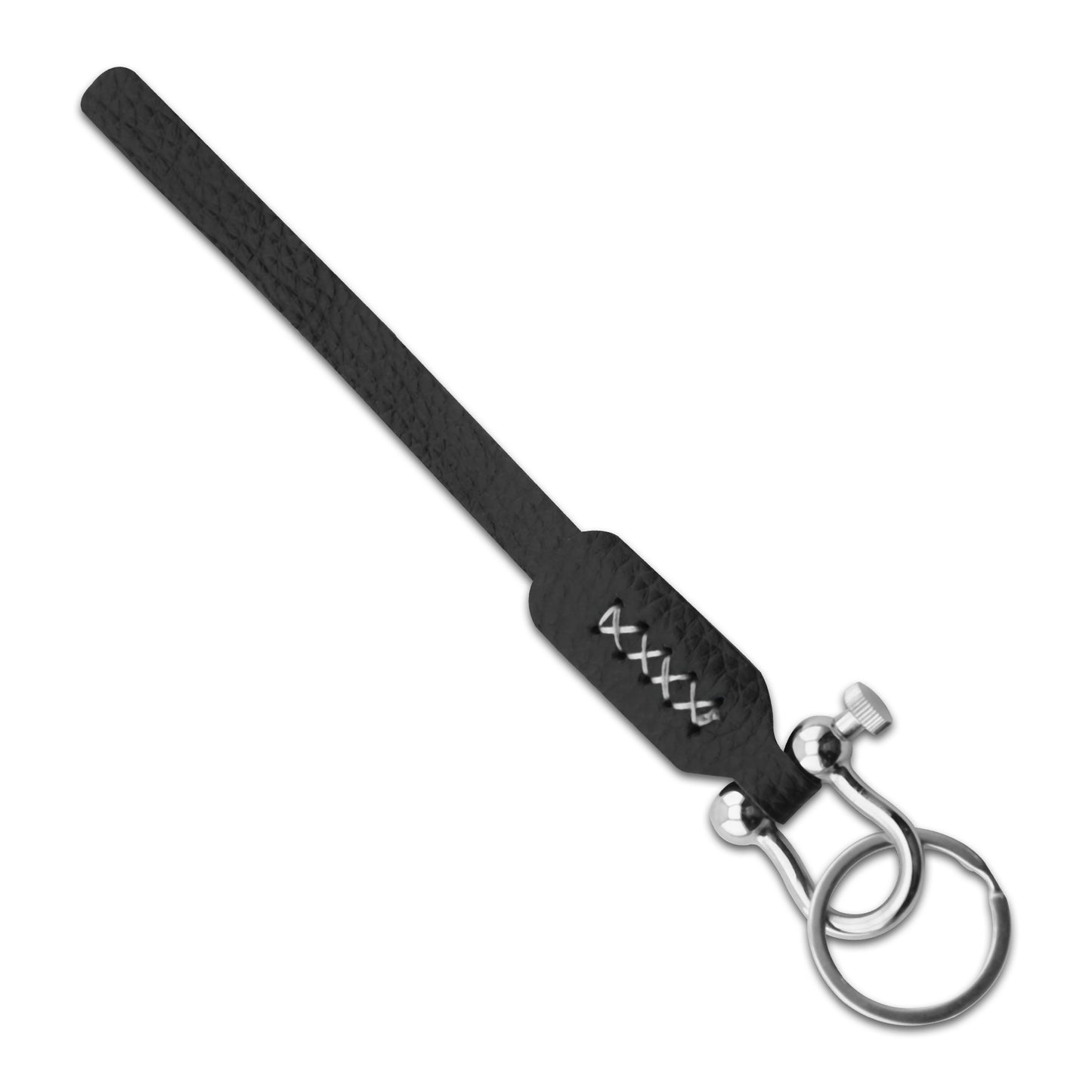 Keychain Leather Bond in Camel Brown Black with Red White Thread