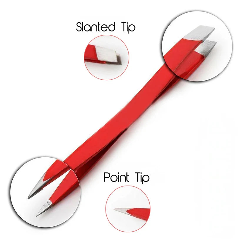 Red 6-Piece Tweezers Set for Precision Grooming
