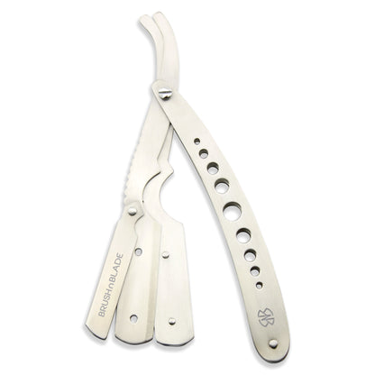 Silver Pierced Stainless Steel Cut Throat Razor