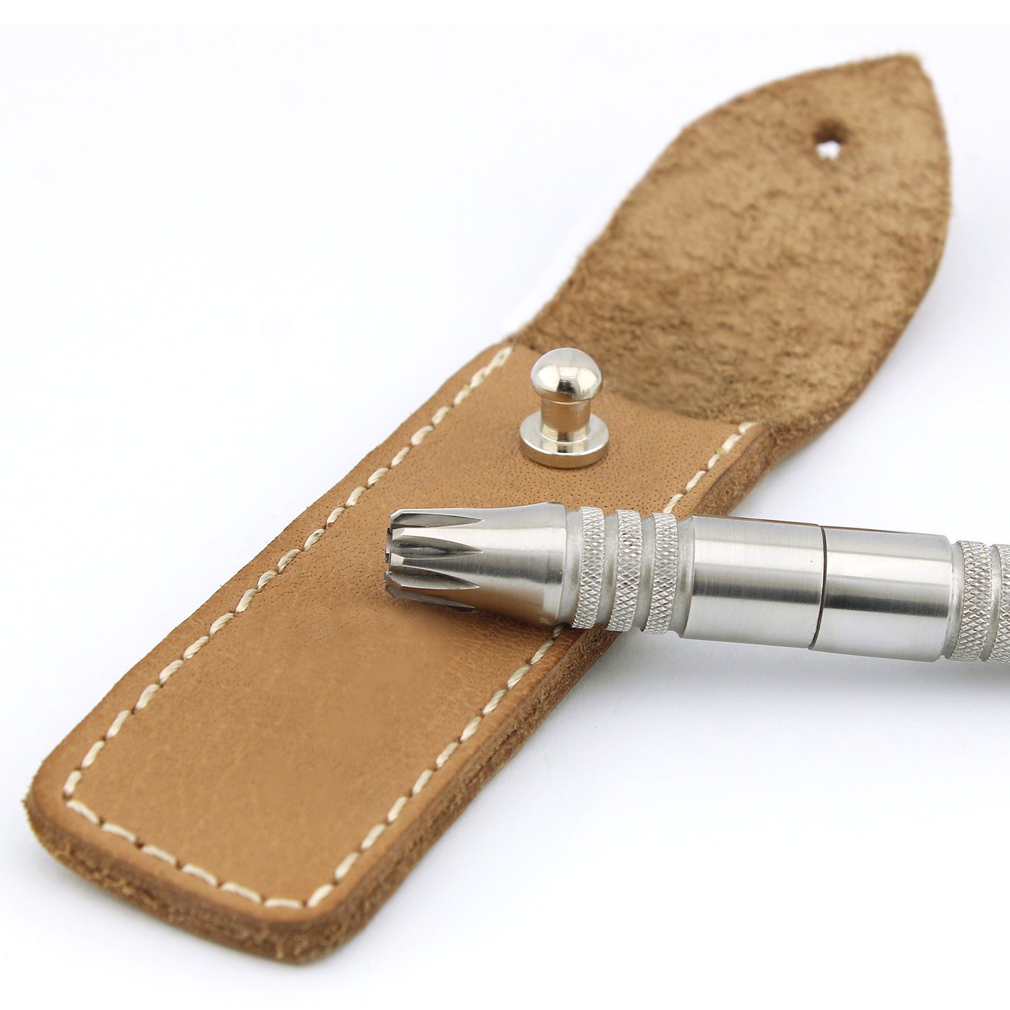 Nose Trimmer with Leather Pouch in Brown