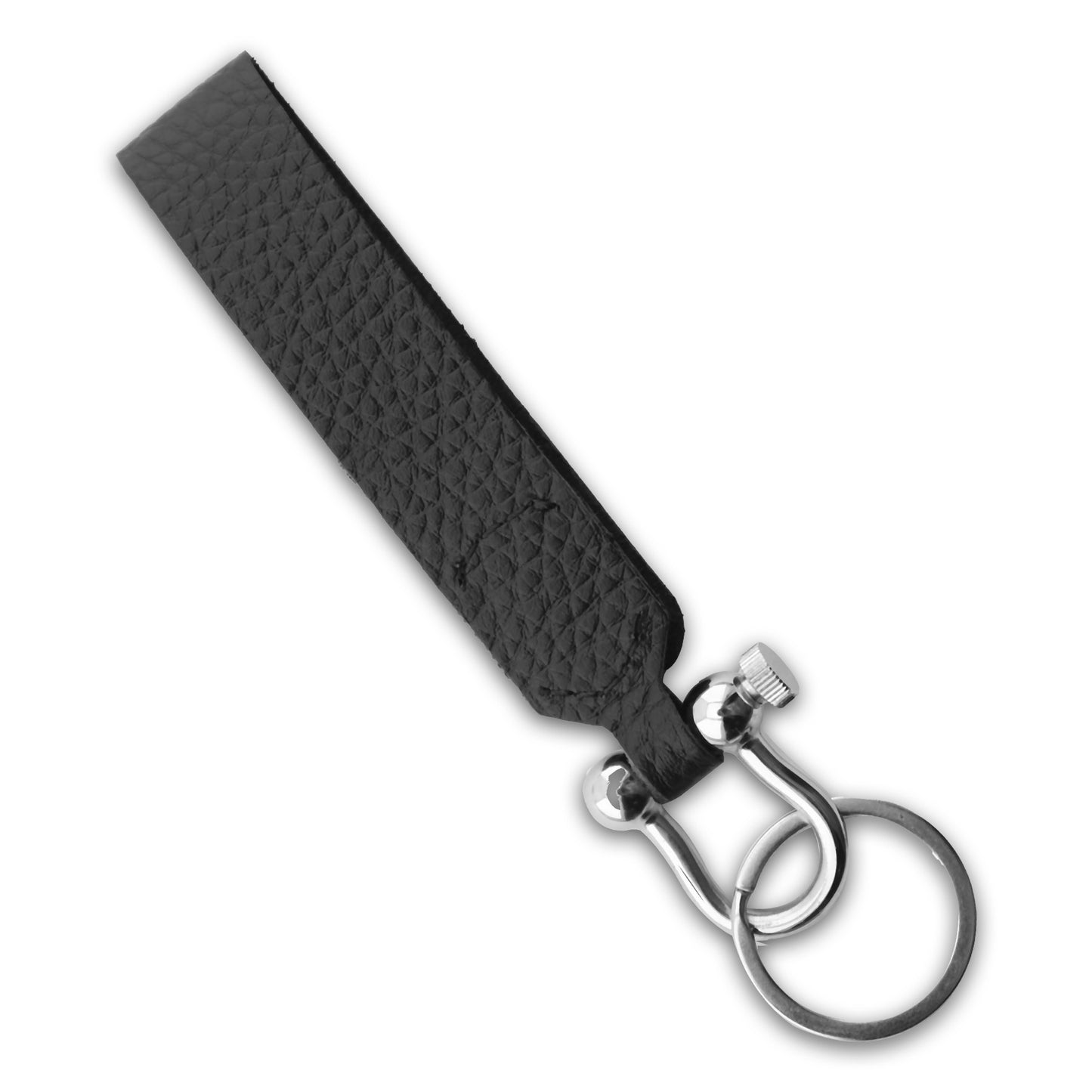 Keychain Leather Gatsby in Textured Black, Plain Black & Camel