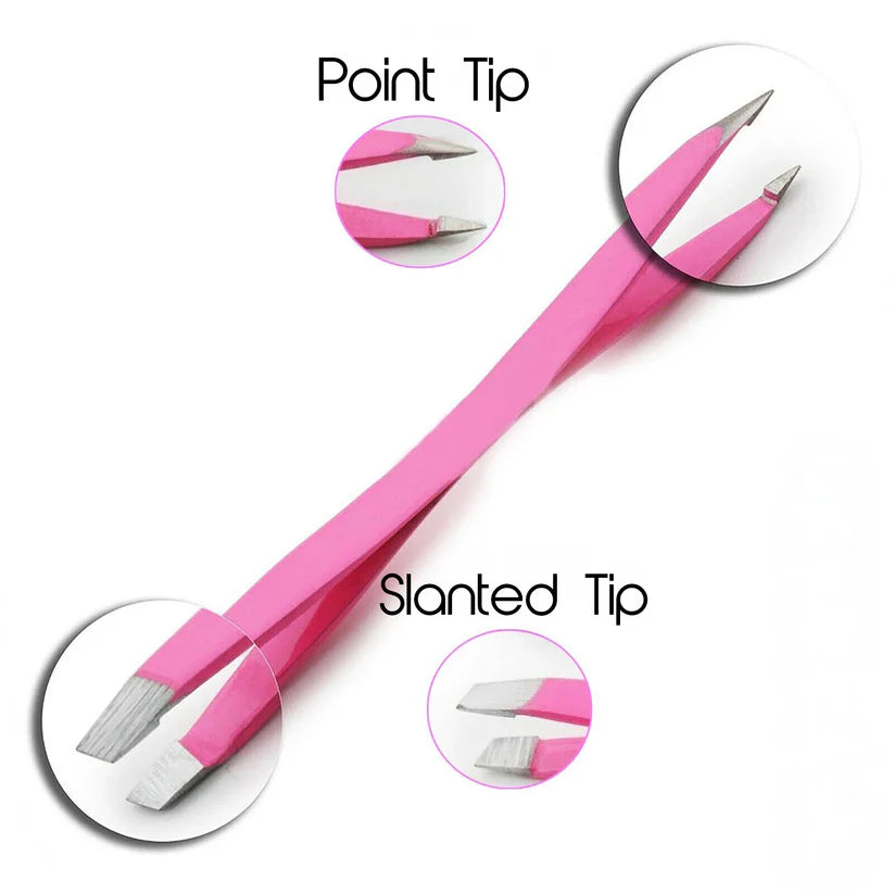 Pink 6-Piece Tweezers Set for Eyebrow and Facial Grooming