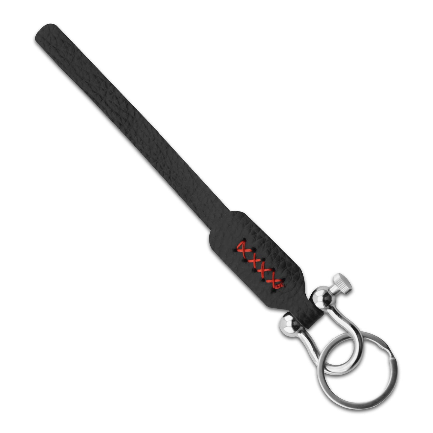 Keychain Leather Bond in Camel Brown Black with Red White Thread