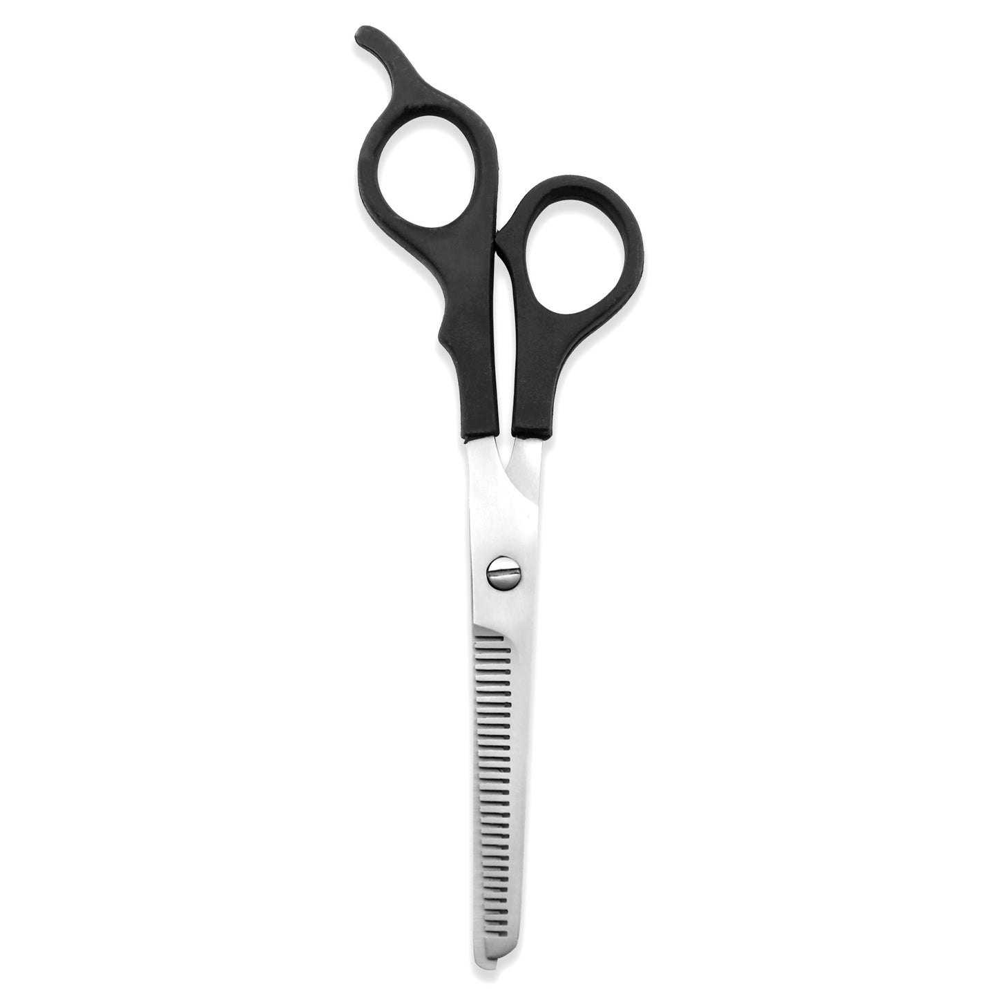 Black Handle 6.5” Offset Hair Thinning Scissor with Fixed Screws