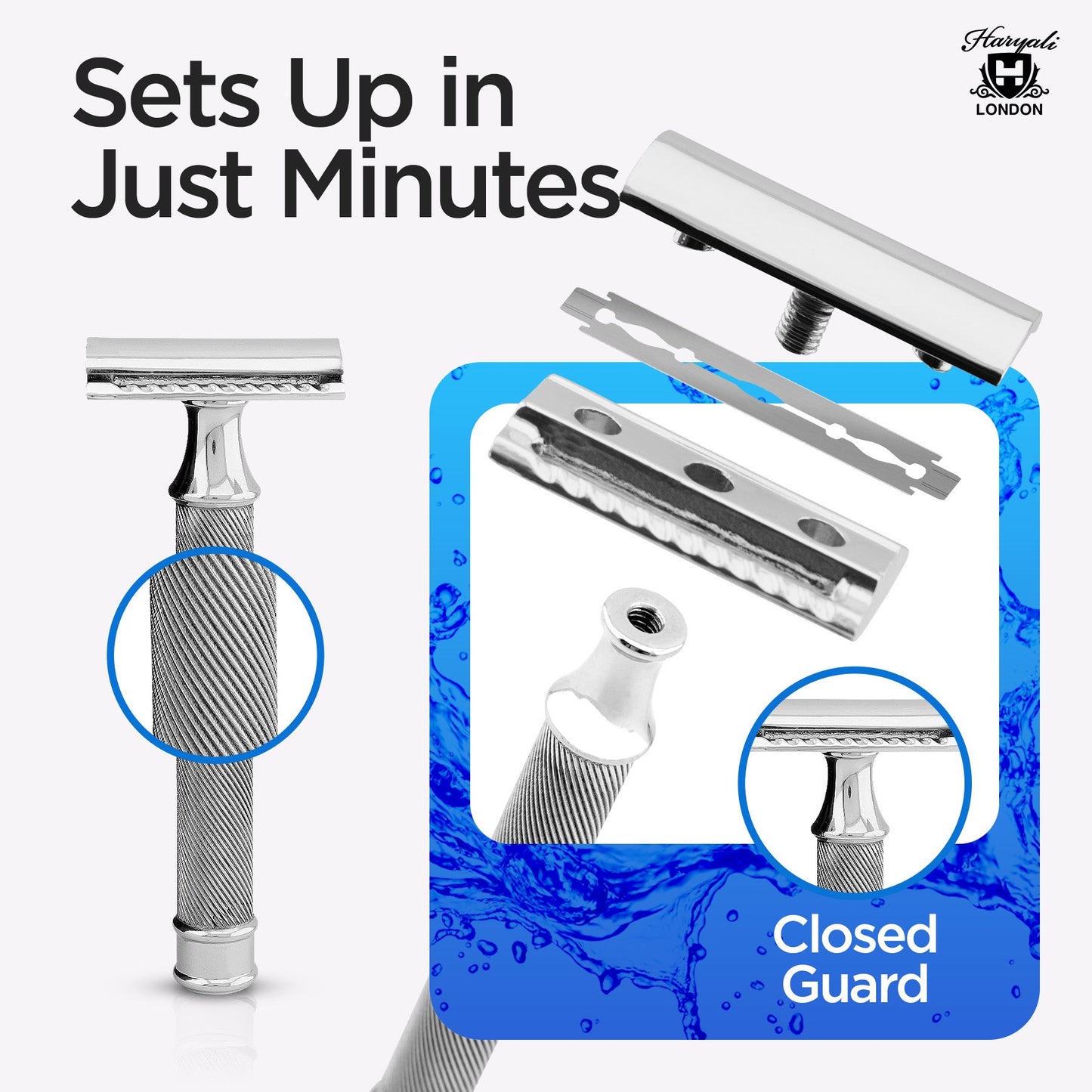 Double Edge Razor Stainless Steel Lines - HARYALI LONDON