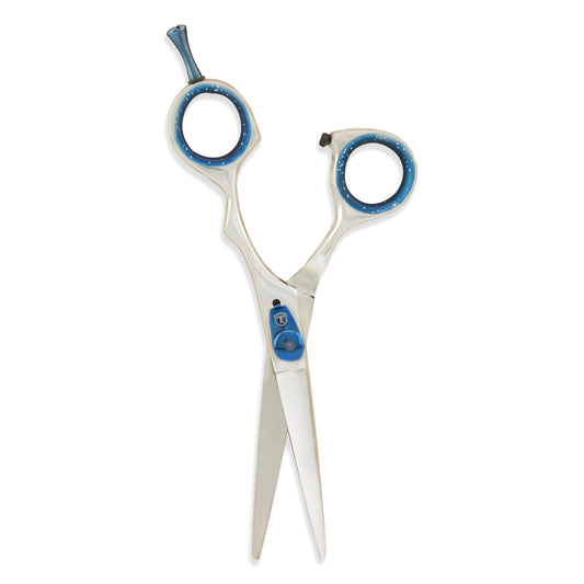 Silver Blue 5.5” Offset Razor Hair Scissors Adjustable Screw