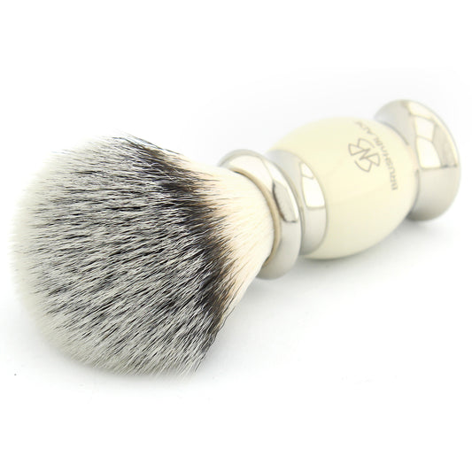 Lee Silver Synthetic Shaving Brush with Ivory Handle
