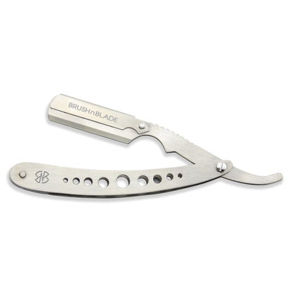 Silver Pierced Stainless Steel Cut Throat Razor