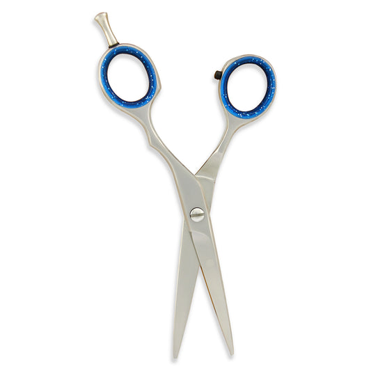 Silver Hairdressing Razor Scissors with Blue Grip 5.5 Inch