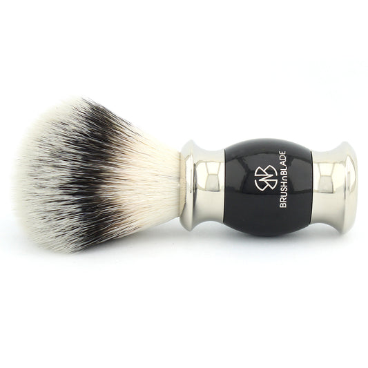 Lee Silver Synthetic Shaving Brush with Black Handle