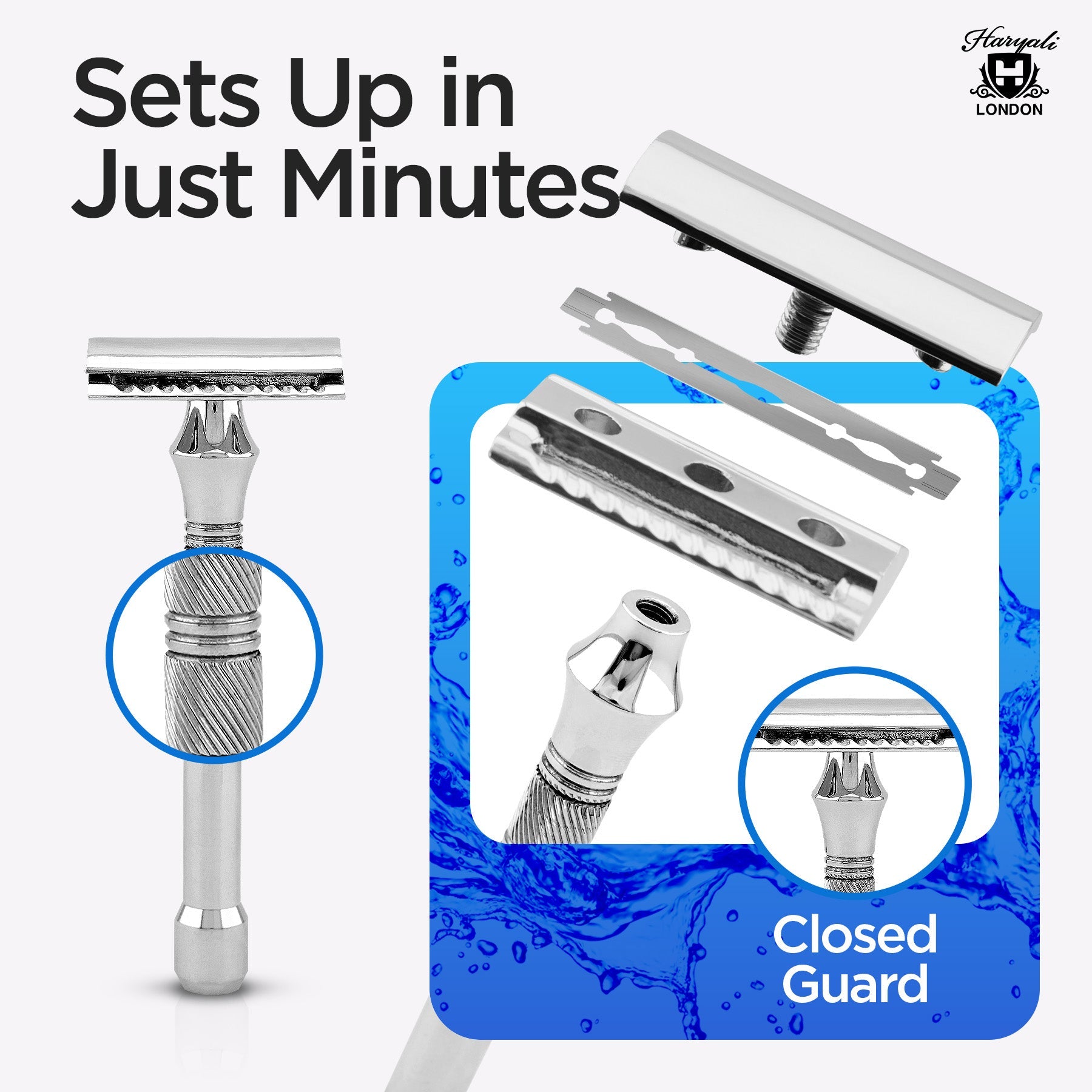 Double Edge Razor Stainless Steel Grip Pad - HARYALI LONDON