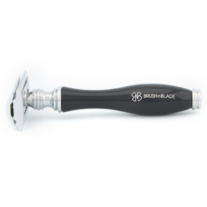 OBH Double Edge Safety Razor in Wooden, Ivory & Black Handle