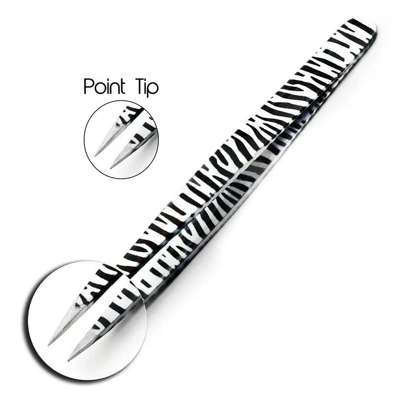 Zebra-Printed 6-Piece Tweezers Set for Expert Hair Removal