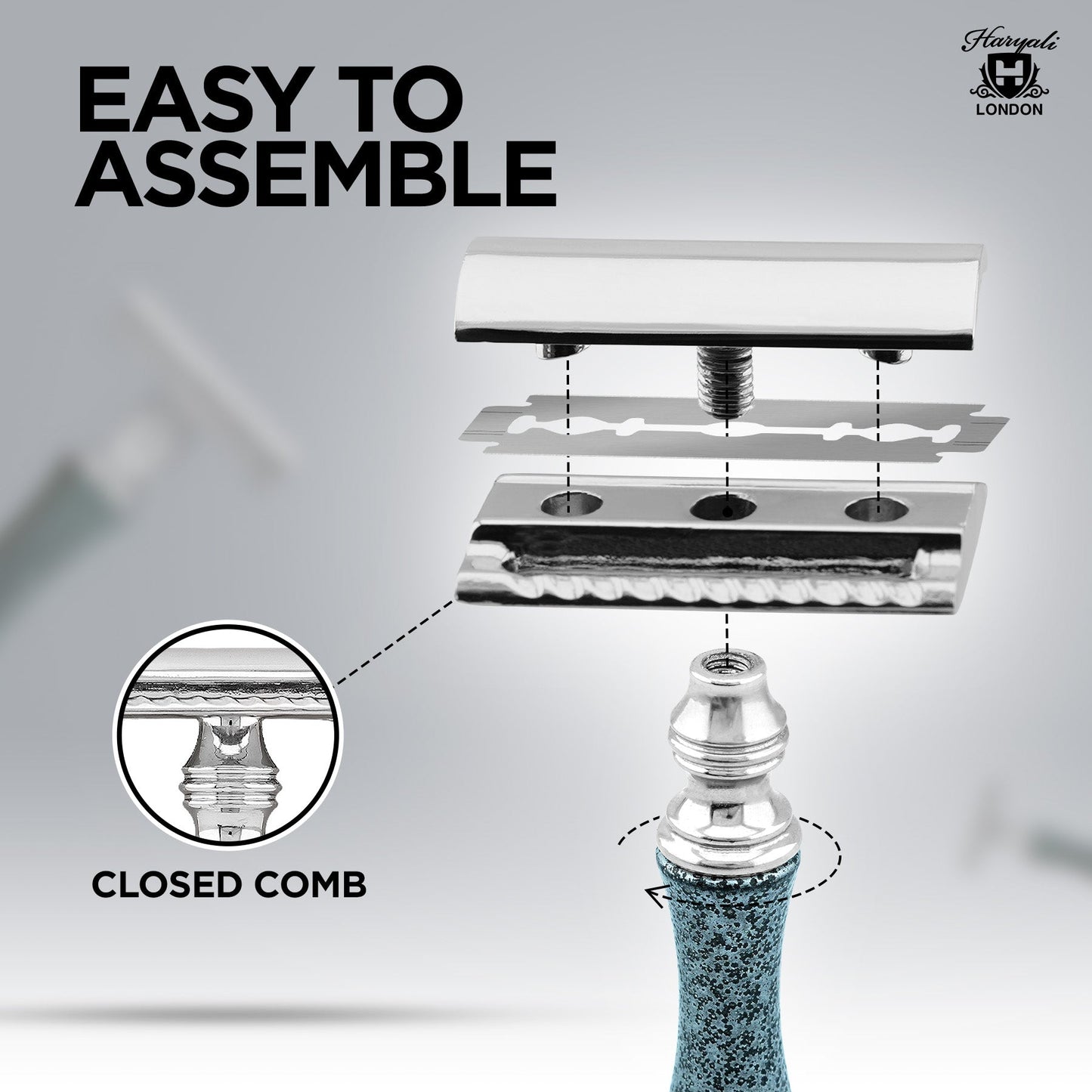 Haryali's Antique Double Edge Safety Razor - Grey - HARYALI LONDON