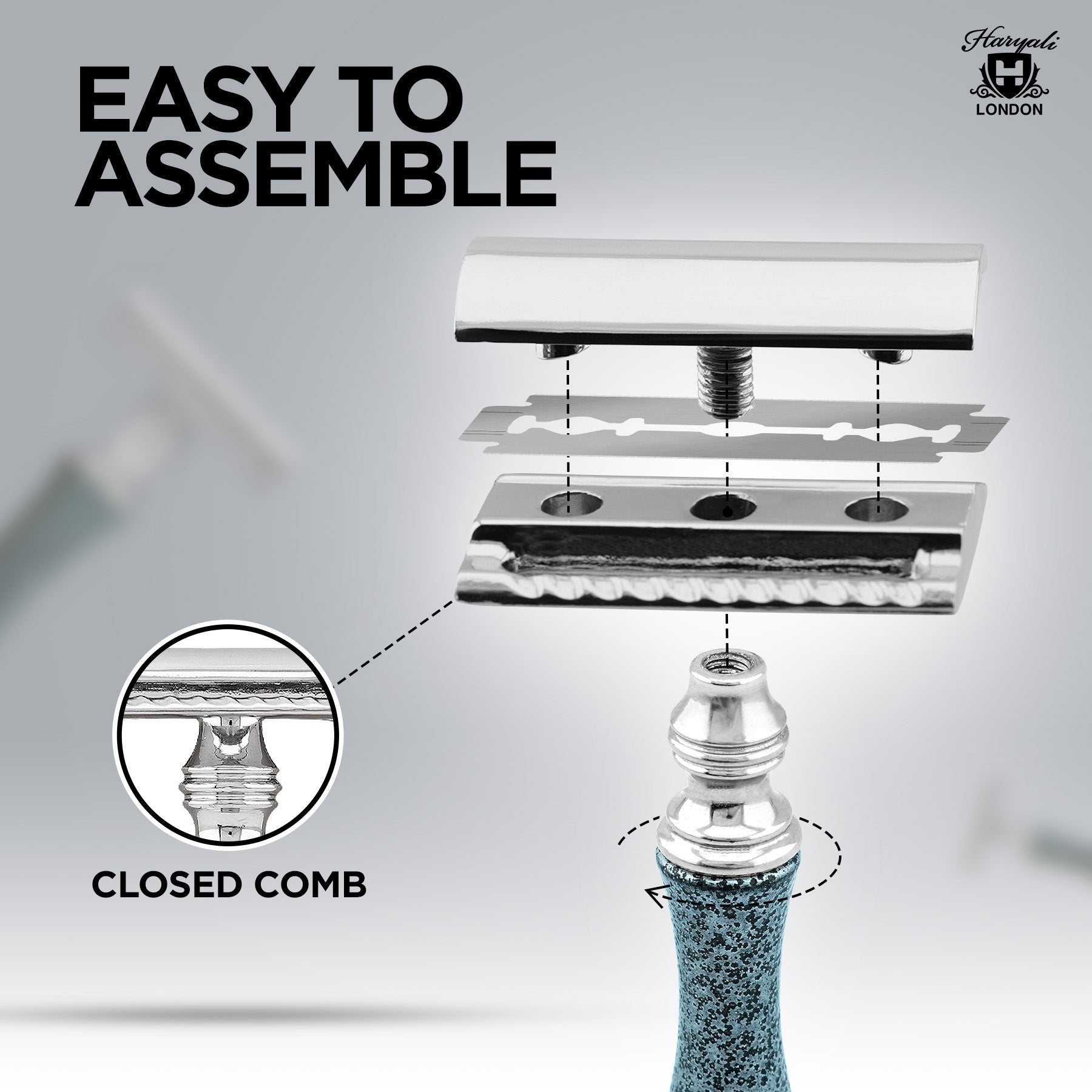 Haryali's Antique Double Edge Safety Razor - Grey - HARYALI LONDON